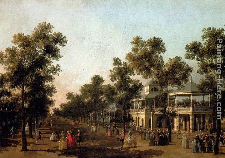 Canaletto View Of The Grand Walk, vauxhall Gardens, With The Orchestra Pavilion, The Organ House, The Turkish Dining Tent And The Statue Of Aurora